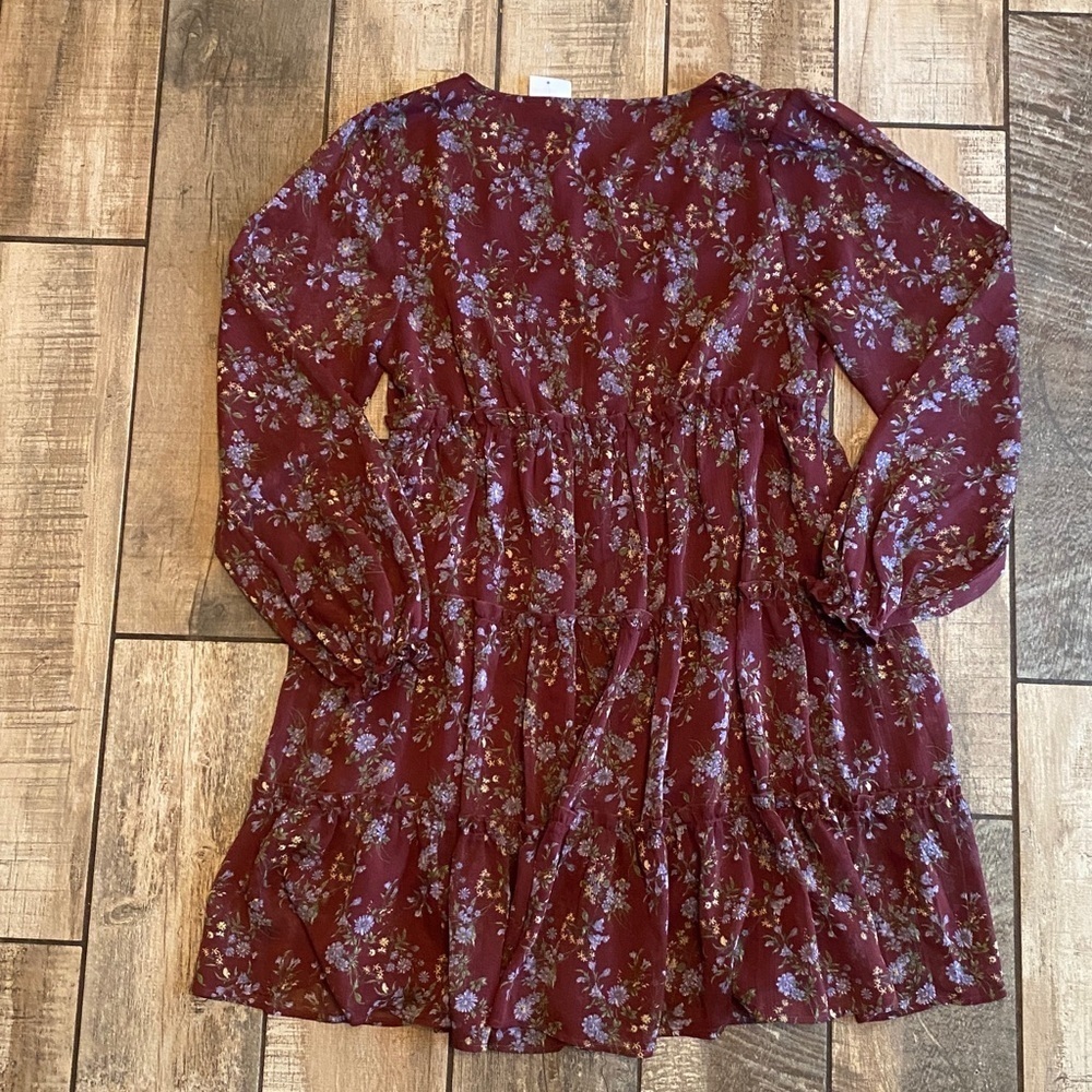 Inspired Hearts Floral Tiered Babydoll Dress Floral Long Sleeve Dress 🆕 - Picture 4 of 13